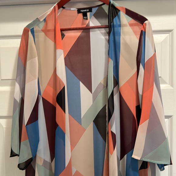 Torrid Chiffon Hi-Lo Kimono sz00 - Picture 6 of 10